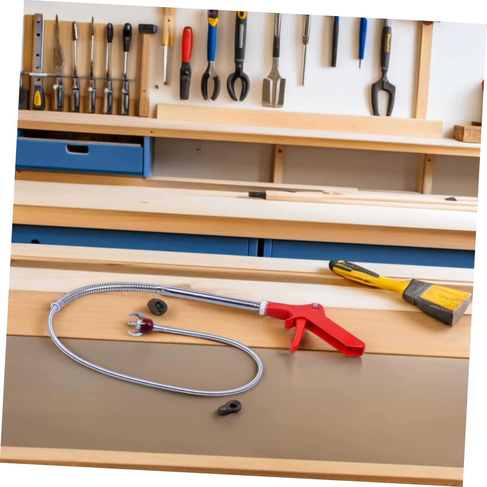 CALLARON Herramienta de Desatasco para Inodoro de 51 Pulgadas Garra de 4 Patas Flexible, Pinza de Alcance Extra Largo para Limpieza de Tuberías, Removedor de Obstrucciones para Baño