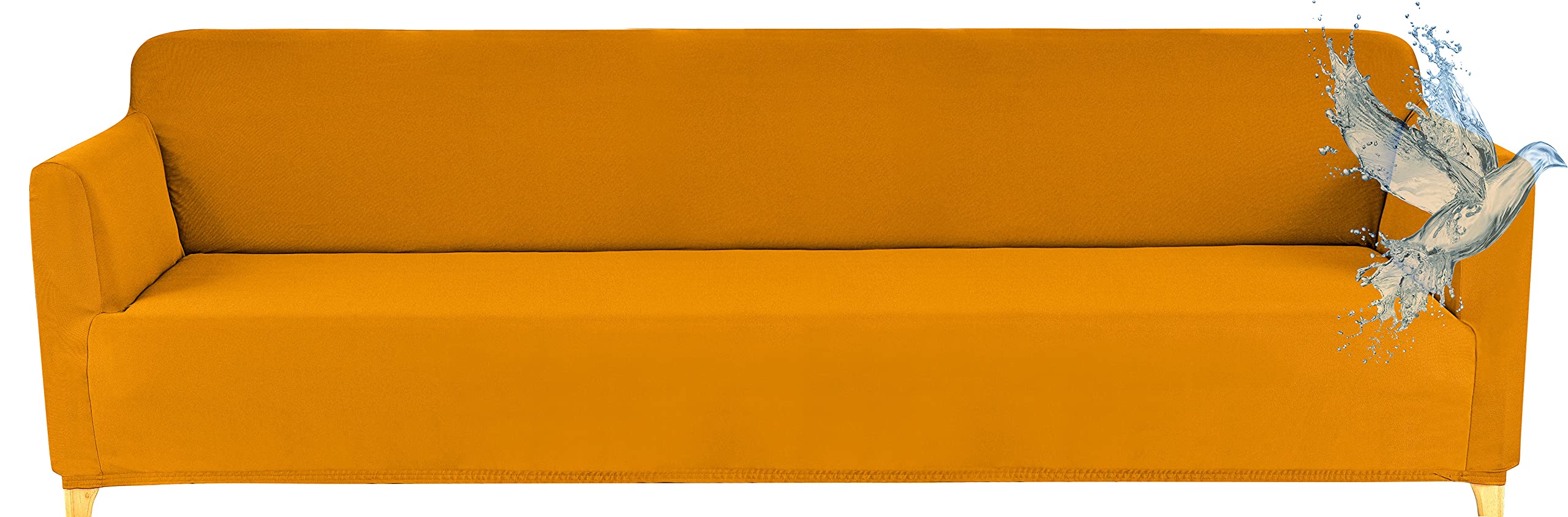 Housse canape 4 places jaune lavable contre les taches et griffures