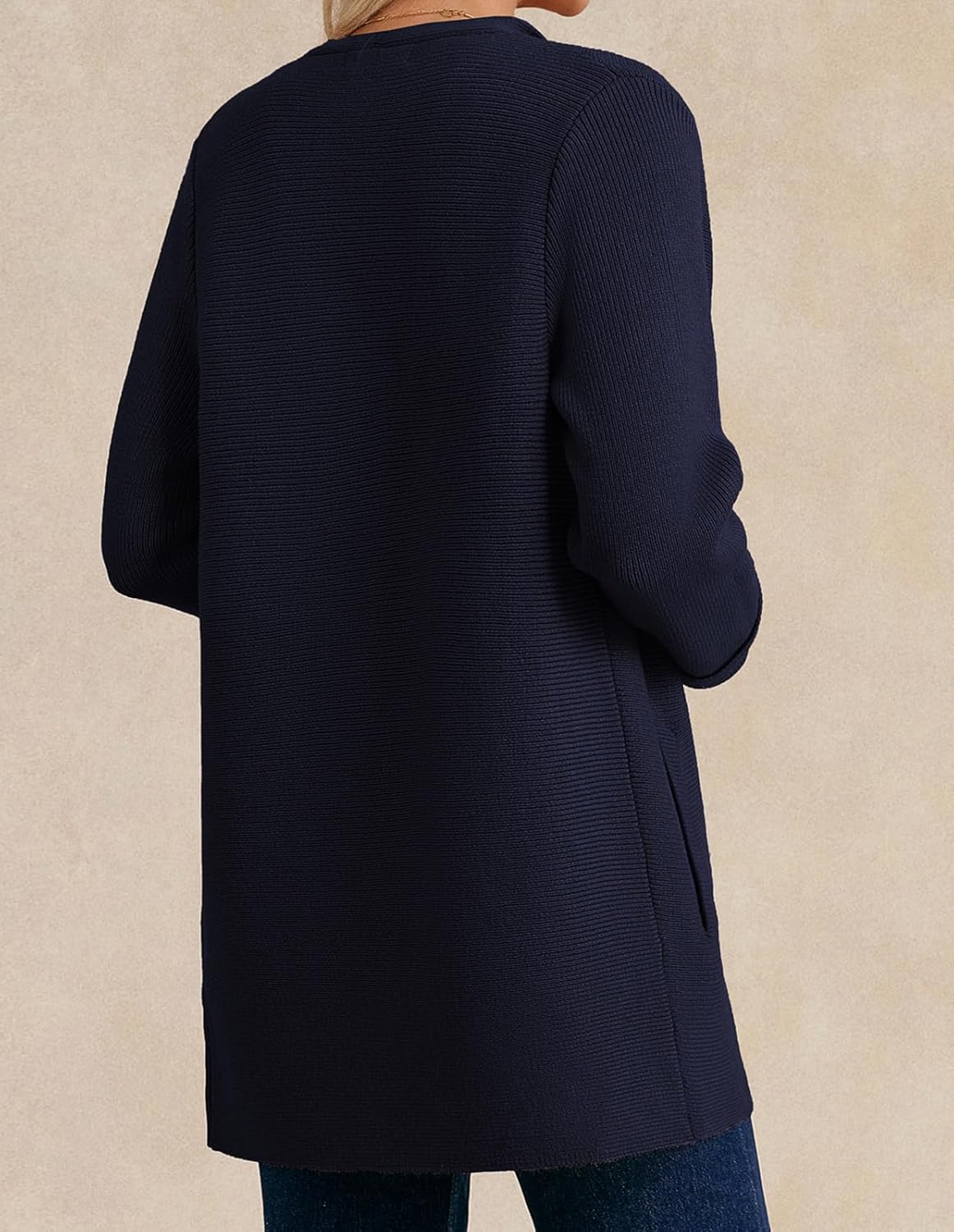 GRACE KARIN Women Long Cardigan Sweaters, Fall Chunky Sweater Jacket, Ribbed Knit Lapel Coatigan with Pockets - Image 7