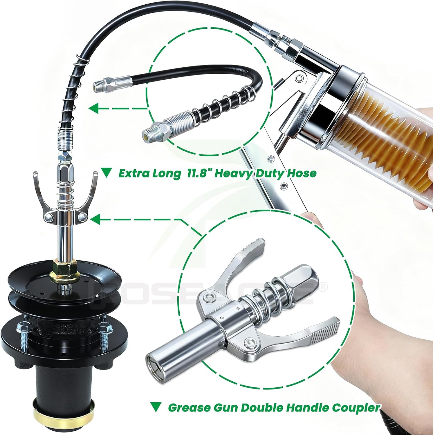 539131898 Spindle Assembly with 532173434 Spindle Pulley for Husqvarna GT48DXLS, LGT48DXL, TS248G, TS348, TS348D, TS348XD, YT48DXLS, GT 48 DXLS, TS 248 G, TS 348D, TS 348 D, TS 348XD Tractors