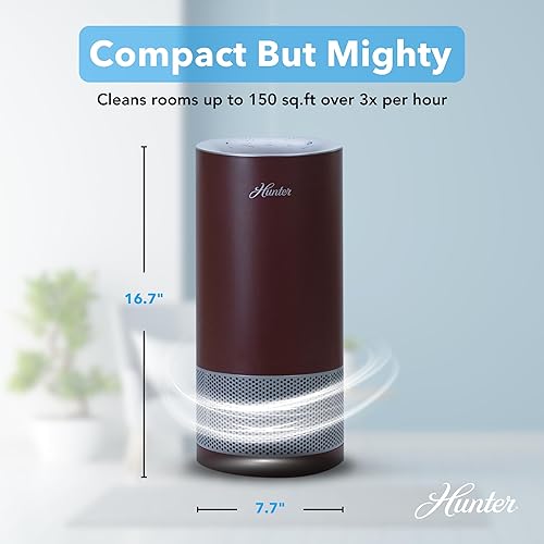 Miniatura 3 de Hunter HP450UV - Purificadores de aire redondos para el hogar, torre purificadora de aire True HEPA para mascotas, olores, alérgenos, humo, polvo,