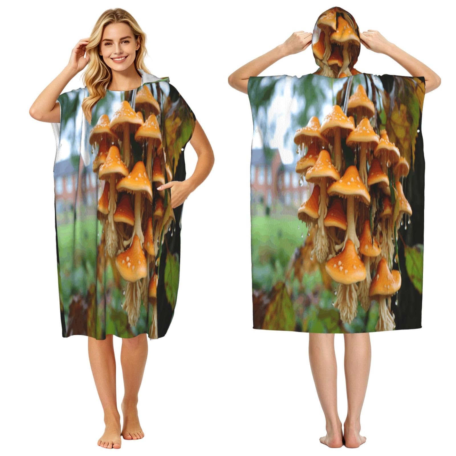 KLGRTJHK Asparagus Adult Hooded Beach Poncho Towel 43"X35"
