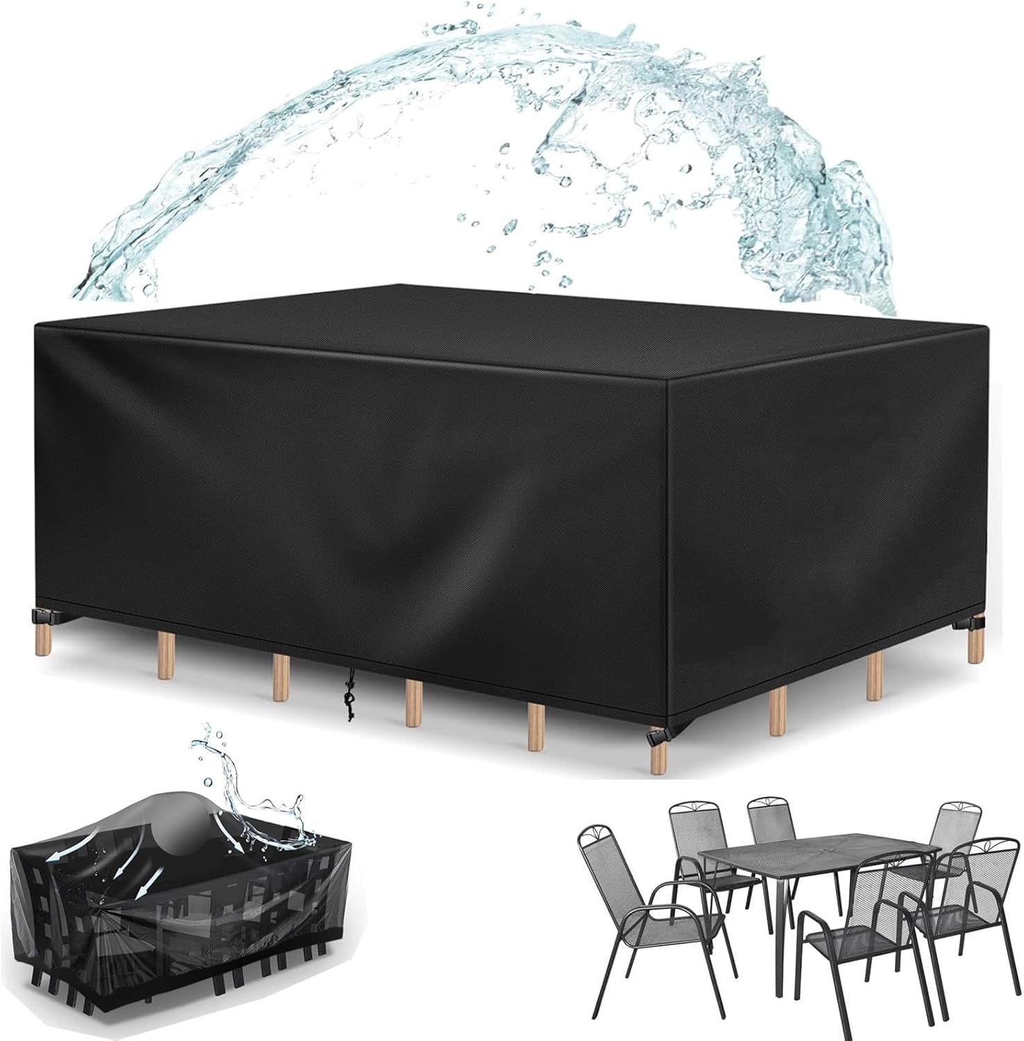 Outdoor Table Cover 74.8x39.37x29.53 inch Patio Furniture Covers, Outdoor Table Covers Waterproof Rectangle, Heavy Duty Outdoor Furniture Covers for Patio Furniture Durable Rectangular