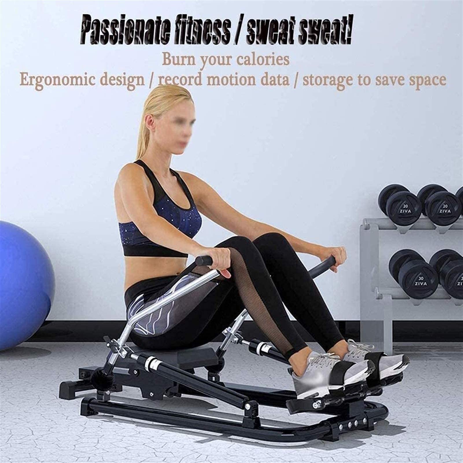 OMaju Equipo Gimnasio en casa Máquina de Remo Máquina de Remo multifunción Máquina de Remo de Fitness Ajustable Equipo de Ejercicio físico Multi (Ejercicio físico) de Seis etapas
