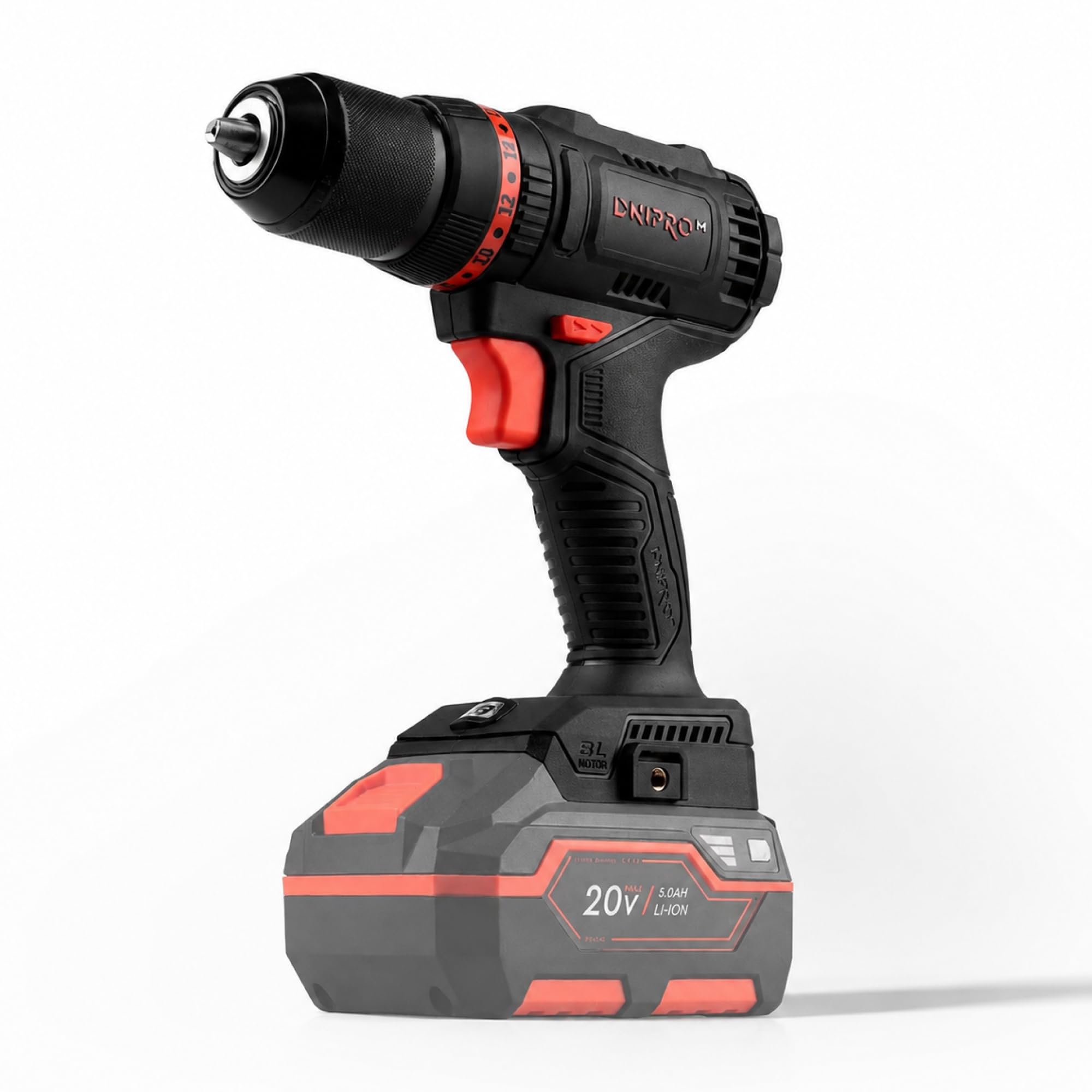Taladro Atornillador Batería CD-201HBC Compact - Motor Brushless 20V 45Nm con Percutor - Sin Escobillas, 2 Velocidades, 20+3 Posiciones de Par, Portabrocas Metálico 13mm - Solo 0.9 kg | por Dnipro-M