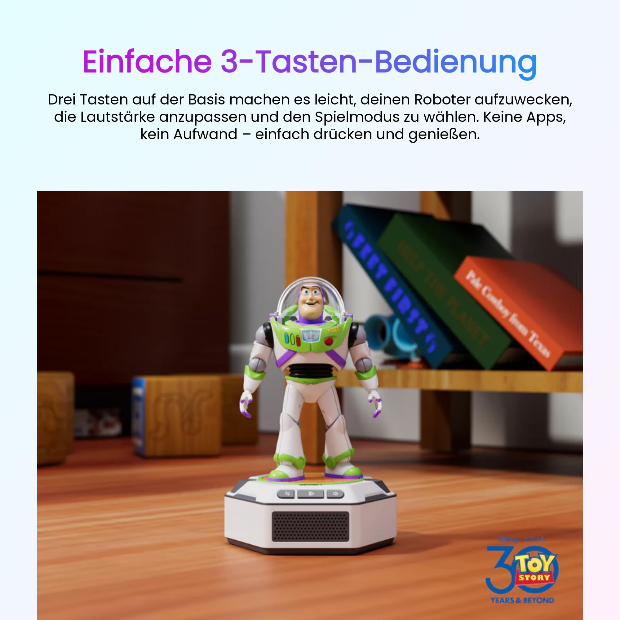 Robosen Mini Robot Buzz Lightyear – Interaktiver Smart-Roboter mit Sprache, Bewegung & App-Steuerung | Offizielles Disney Pixar Toy Story Sammlerstück | Programmierbare Aktionen, Akku§