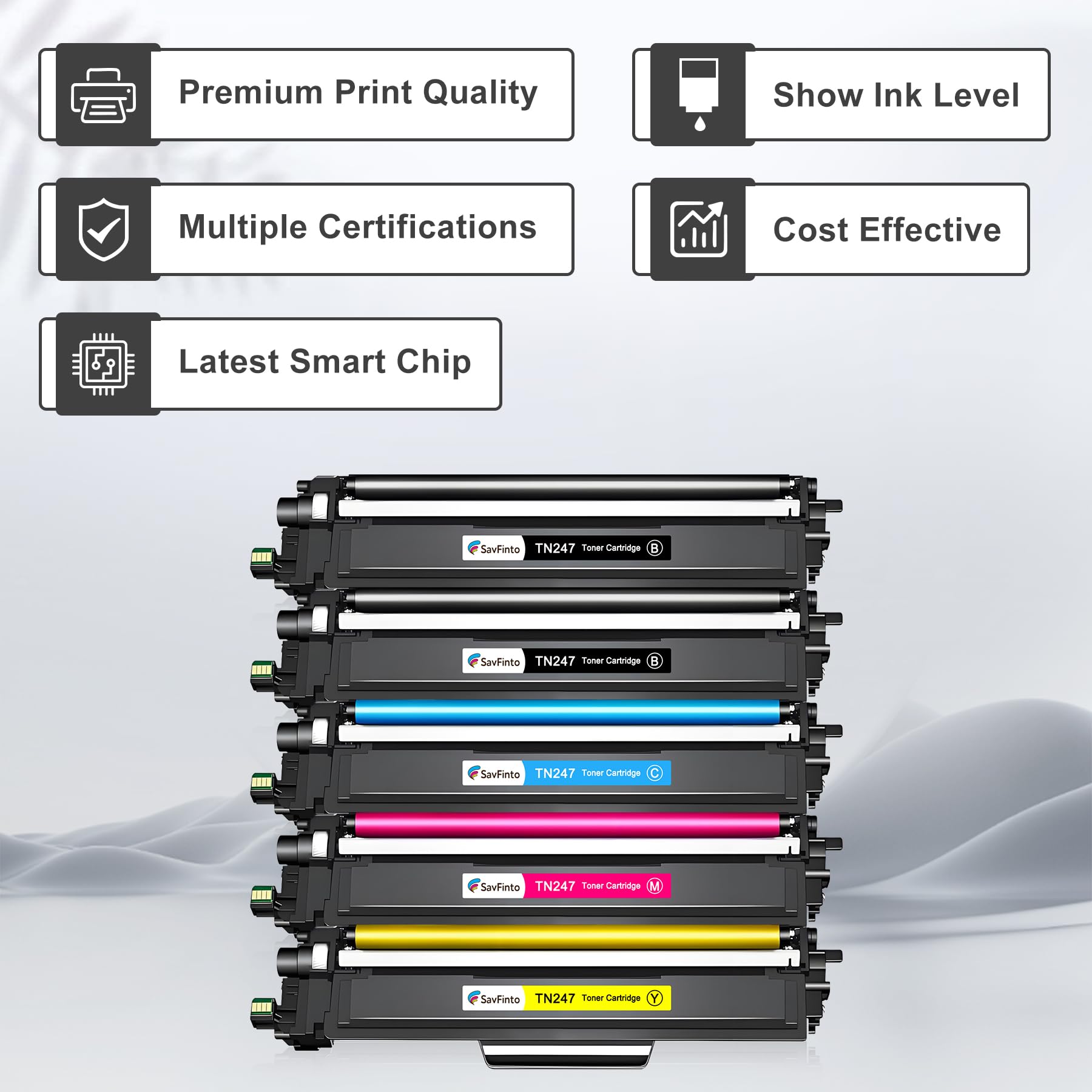 TN247 TN-243CMYK Cartucce toner Compatibili con Brother TN-247 TN243 Toner MFC-L3710CW MFC-L3750CDW MFC-L3770CDW DCP-L3510CDW DCP-L3550CDW HL-L3210CW HL-L3230CDW (confezione da 5)