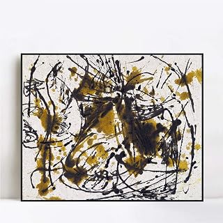 INVIN ART Framed Canvas Giclee Print Art Untitled(3) by Jackson Pollock Abstract Wall Art Living Room Home Office Decorations(Black Slim Frame,24"x32")