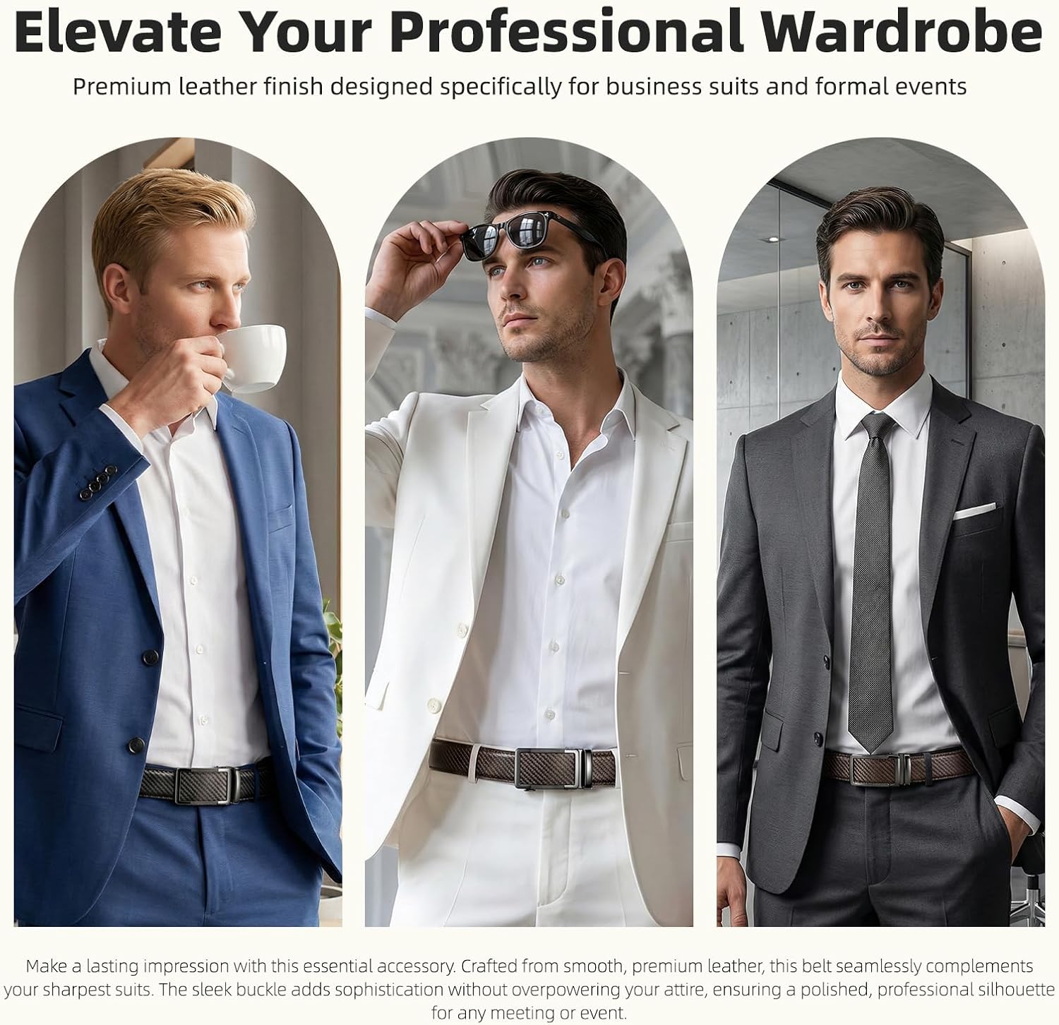 Ratchet Belts for Men - 2 Pack Leather Belts for Men, Easy to Slide, Adjustable, Gi... - Image 7