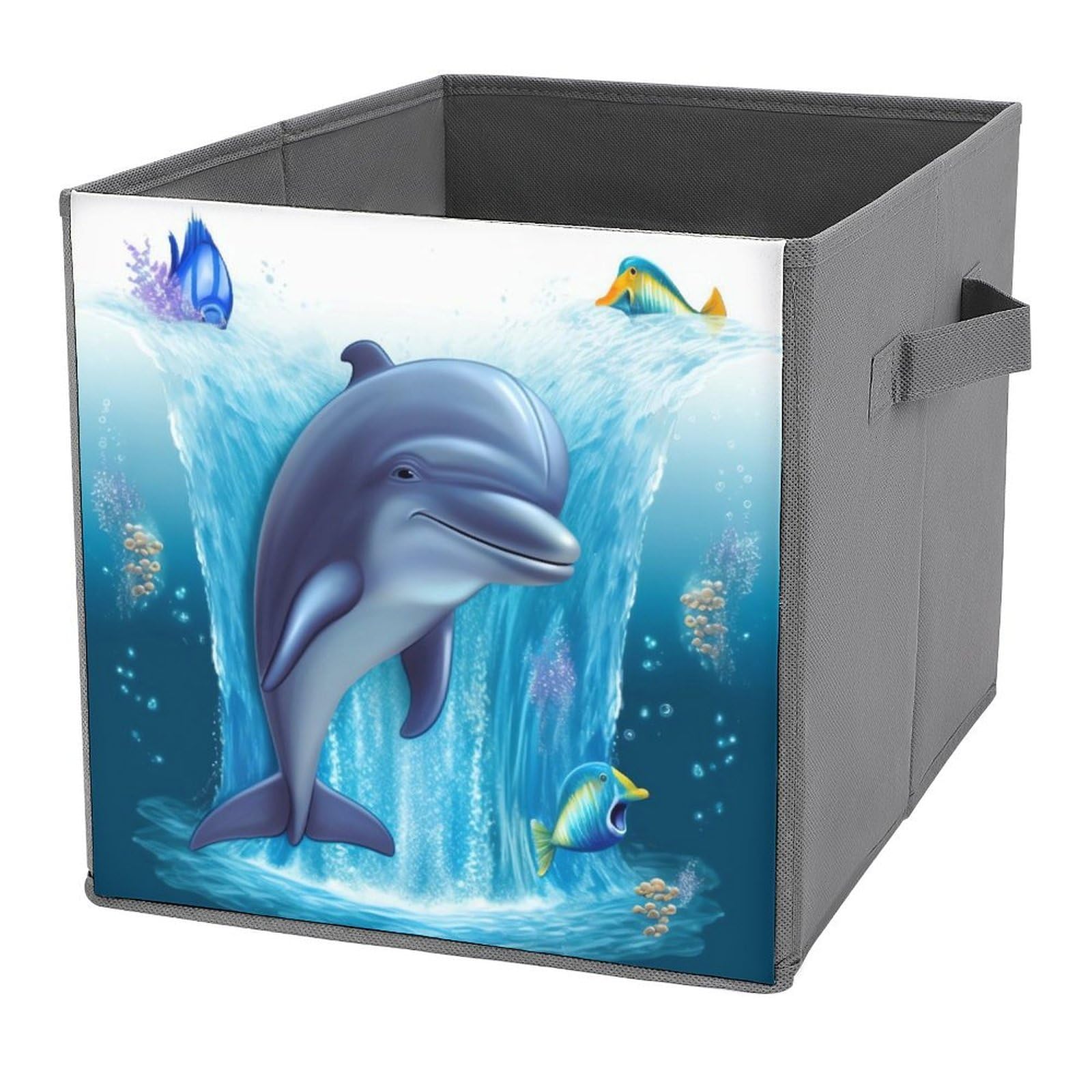 NONHAI Collapsible Storage Bins with Dual Handles Fabric Storage Basket Foldable Cubes Organizer Baskets Dolphin Storage Boxes for Organizing Clothing Cube Storage Organizer Bins