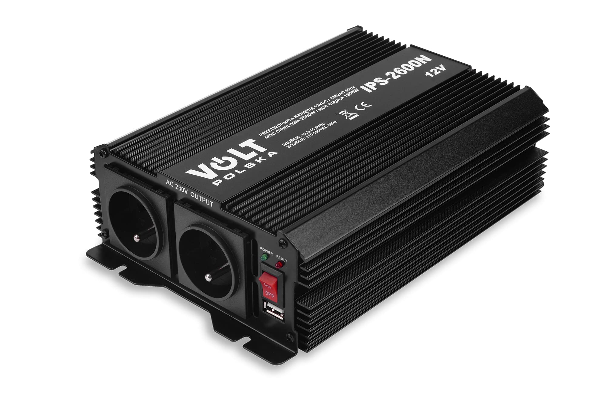 Volt Polska Przetwornica napięcia IPS 2600 N 12/230V (1300/2600W) + USB