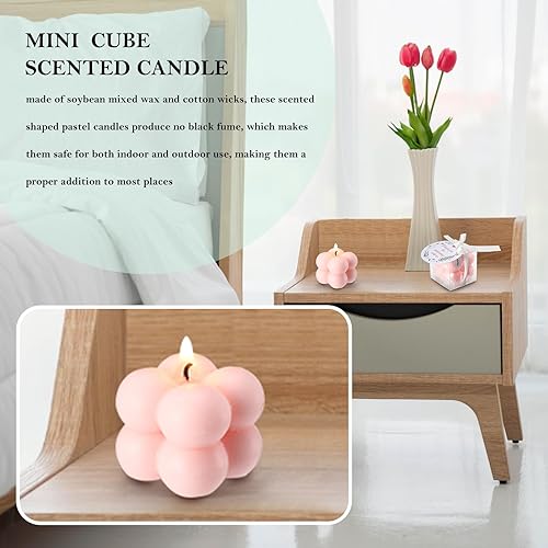 Miniatura 6 de MTLEE 40 juegos de regalos de boda para invitados, velas pequeñas de burbujas de 1.6 pulgadas a granel con caja de cinta de tarjeta de felicitación,