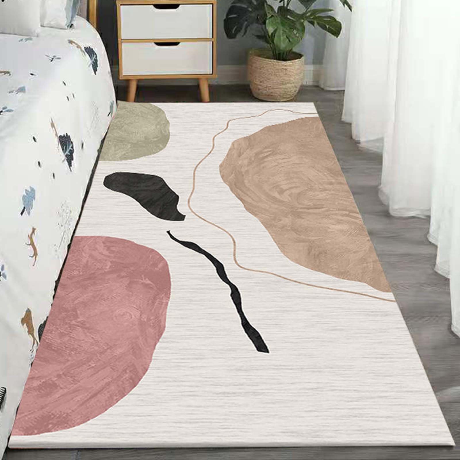 Tapis géométrique moderne 40x120 cm - Petit paillasson de sol épais et moelleux pour chambre et salon