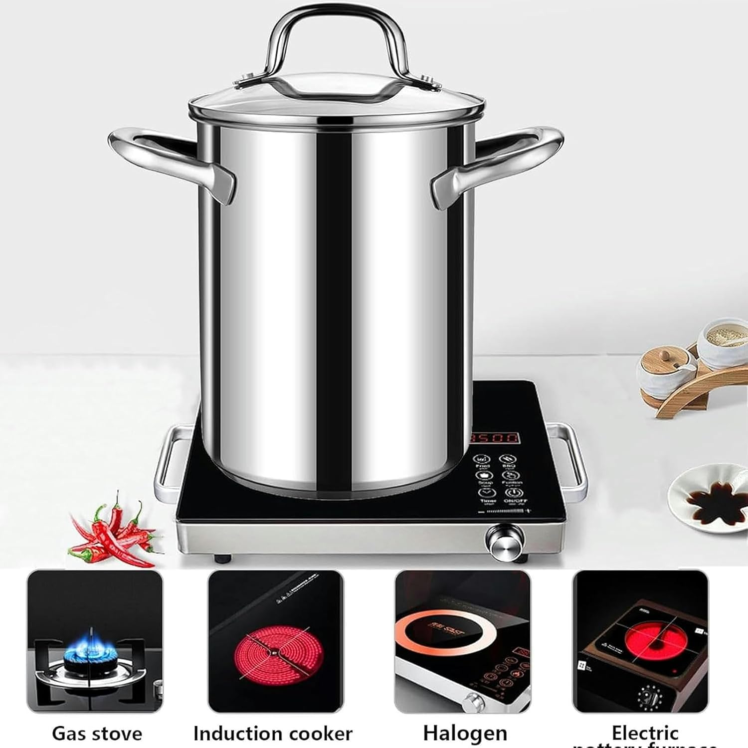 Kitchen Frying Pot, Stainless Steel Kitchen Fryer 304 with A Multi -Causted Tempura Fryer, Cooking Tools for Fried Chicken