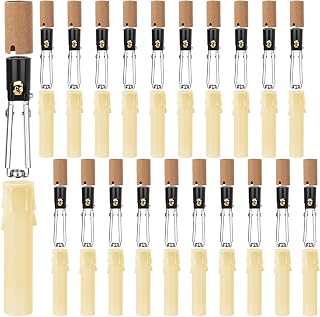 Riakrum 20 Set E12 Length Adjustable Bulb Socket Chandelier Socket with Cardboard Insulator and 4" Wax Dripping Plastic Candle Cover Sleeve, Lamp Repair Kit for Chandelier Candle Base(Cream)