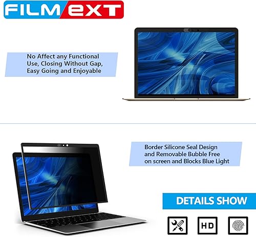 Vista 75 de FILMEXT Filtro protector de pantalla de privacidad totalmente extraíble para Microsoft Surface Pro X/Surface Pro 8, filtro antirreflejo antiespía