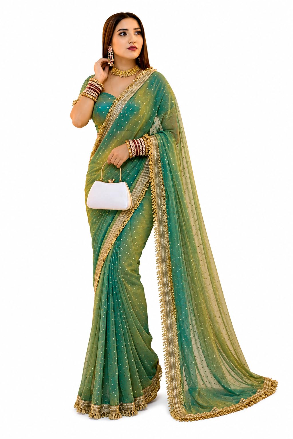priyashi Women's Frendy Satin Butti Saree with Blouse Piece for Traditional Ethnic Wear Sari-picture-33