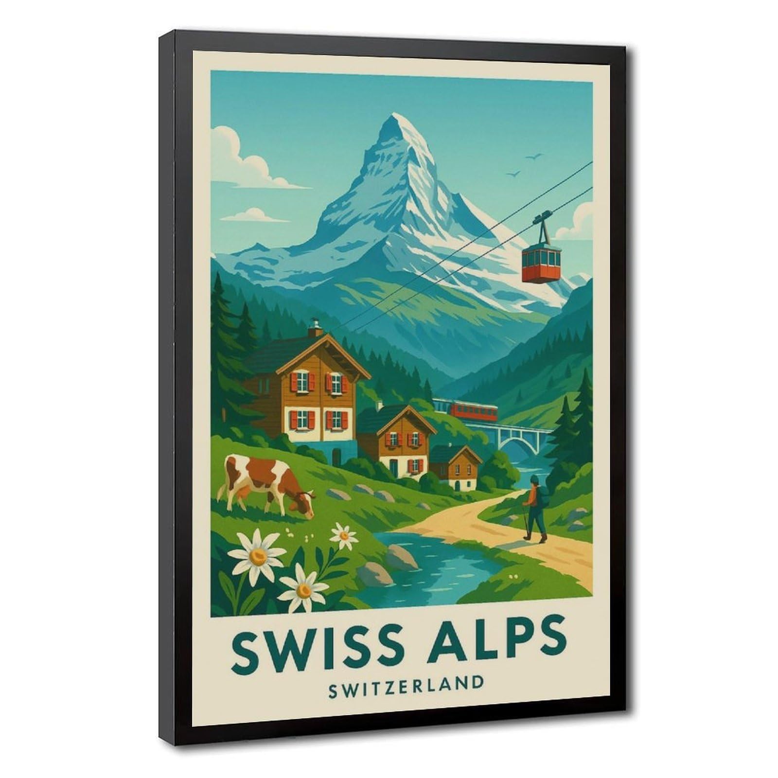Bareronor Swiss Alps Canvas Poster for Home Decor Gift