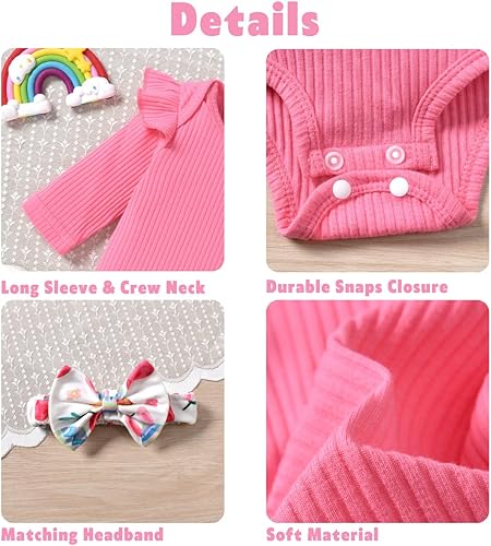 Miniatura 4 de Aalizzwell Conjunto de mameluco acanalado para bebé recién nacido prematuro para otoño e invierno