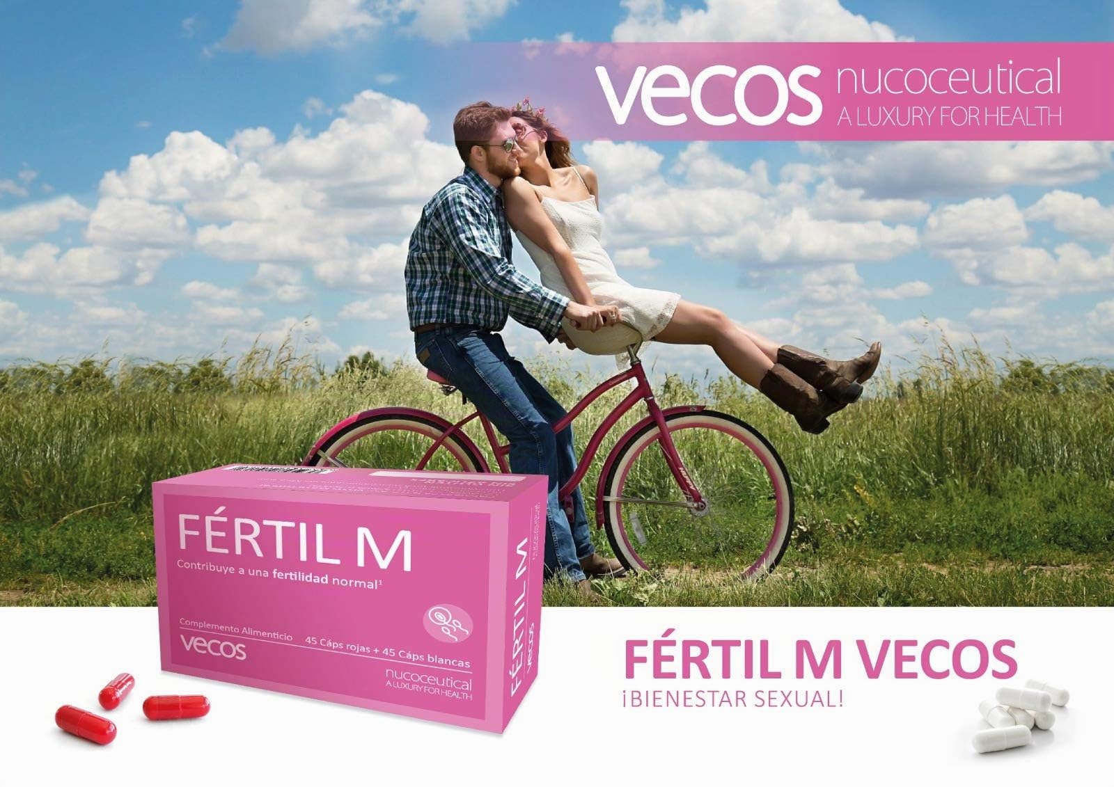 Fértil M Vecos para Ayudar a la Fertilidad de la Mujer | Suplemento Vitamínico con Inositol, Vitamina C y Ácido Fólico | Ayuda a la Concepción, Embarazo y Regular Actividad Hormonal