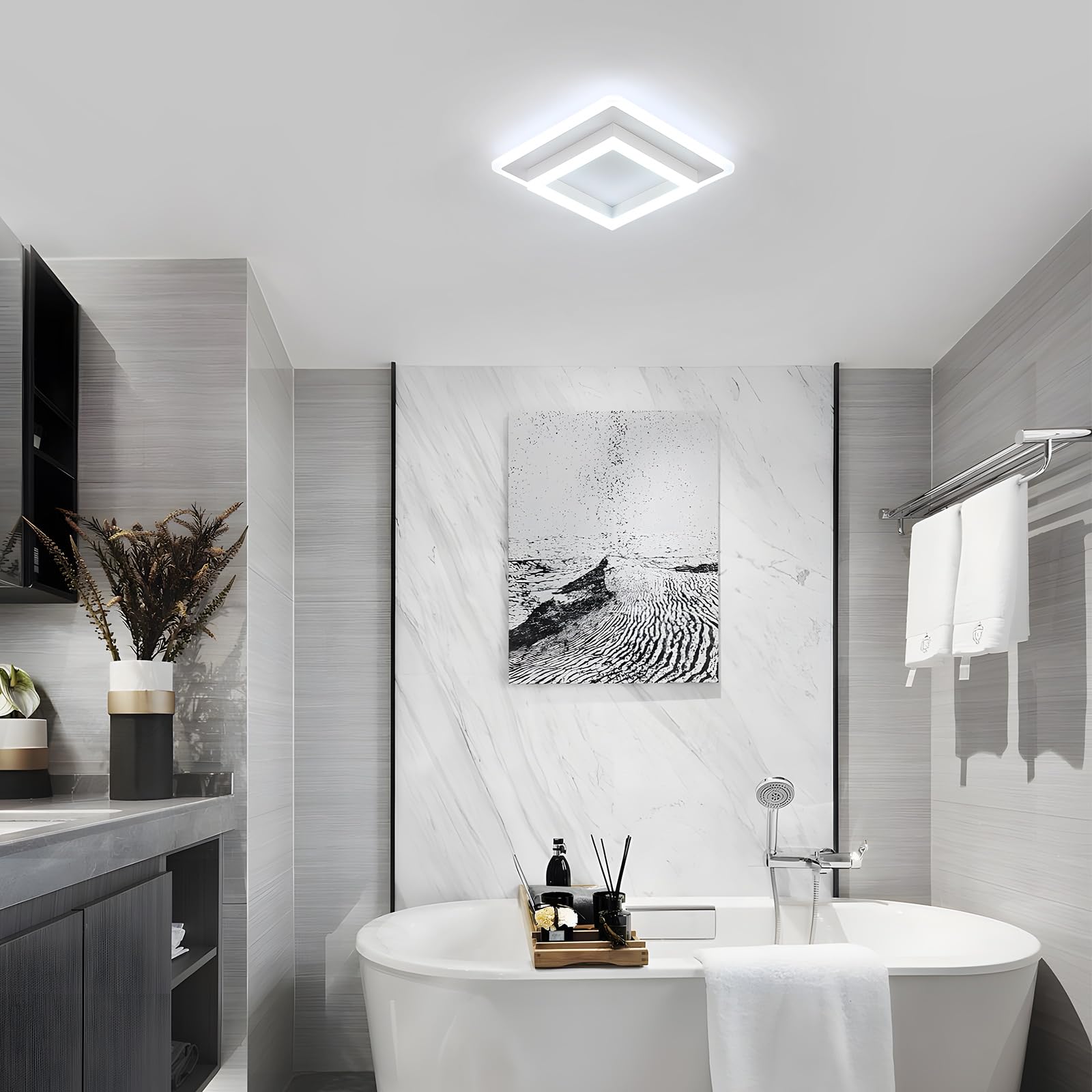 DELIPOP Plafoniera LED, Lampada da Soffitto 30W 3600LM, Lampadario LED Soffitto Quadrato per Camera da Letto, Bagno, Cucina, Corridoio, Bianco Freddo 6500K