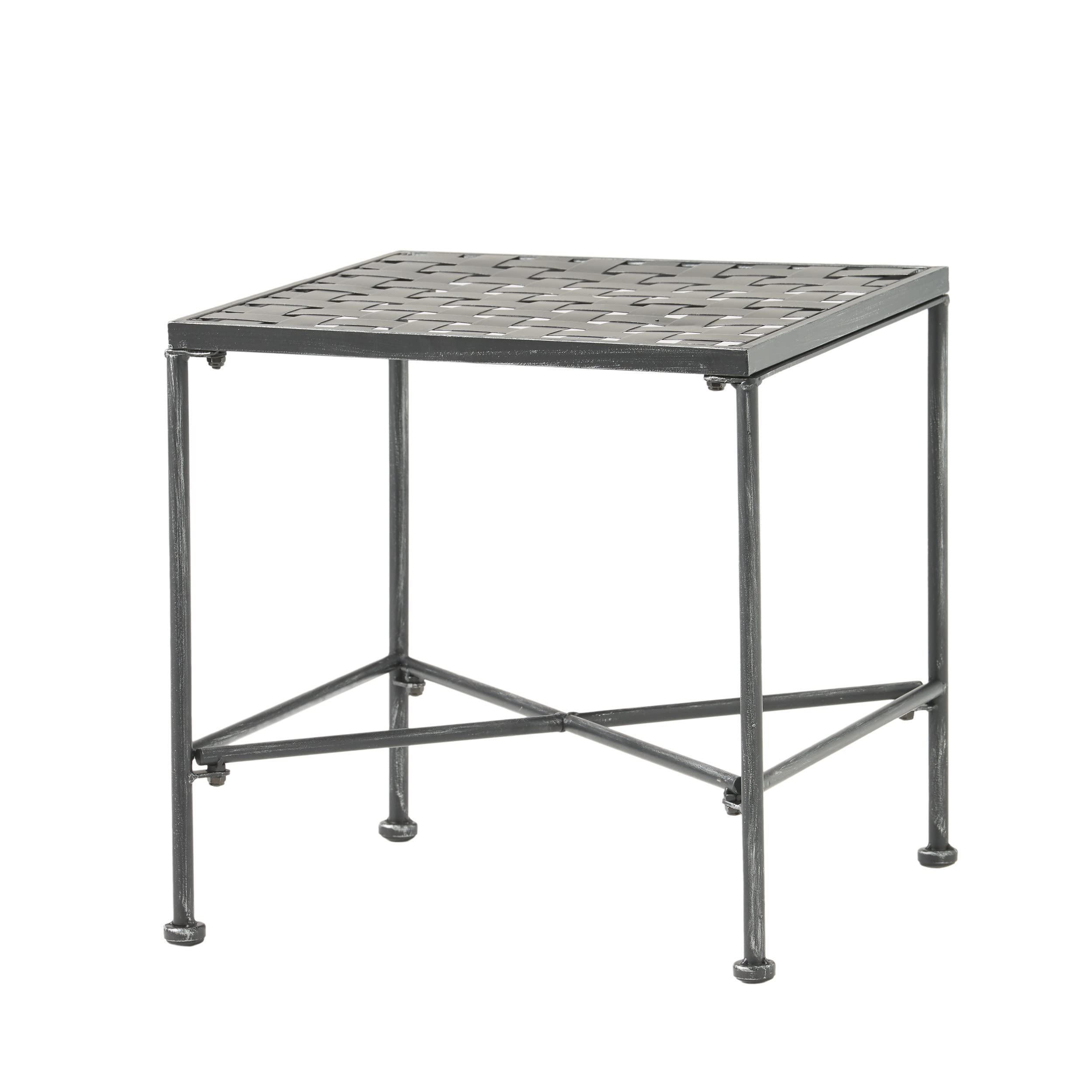 Christopher Knight HomePetra Iron End Table, Black Brush Silver