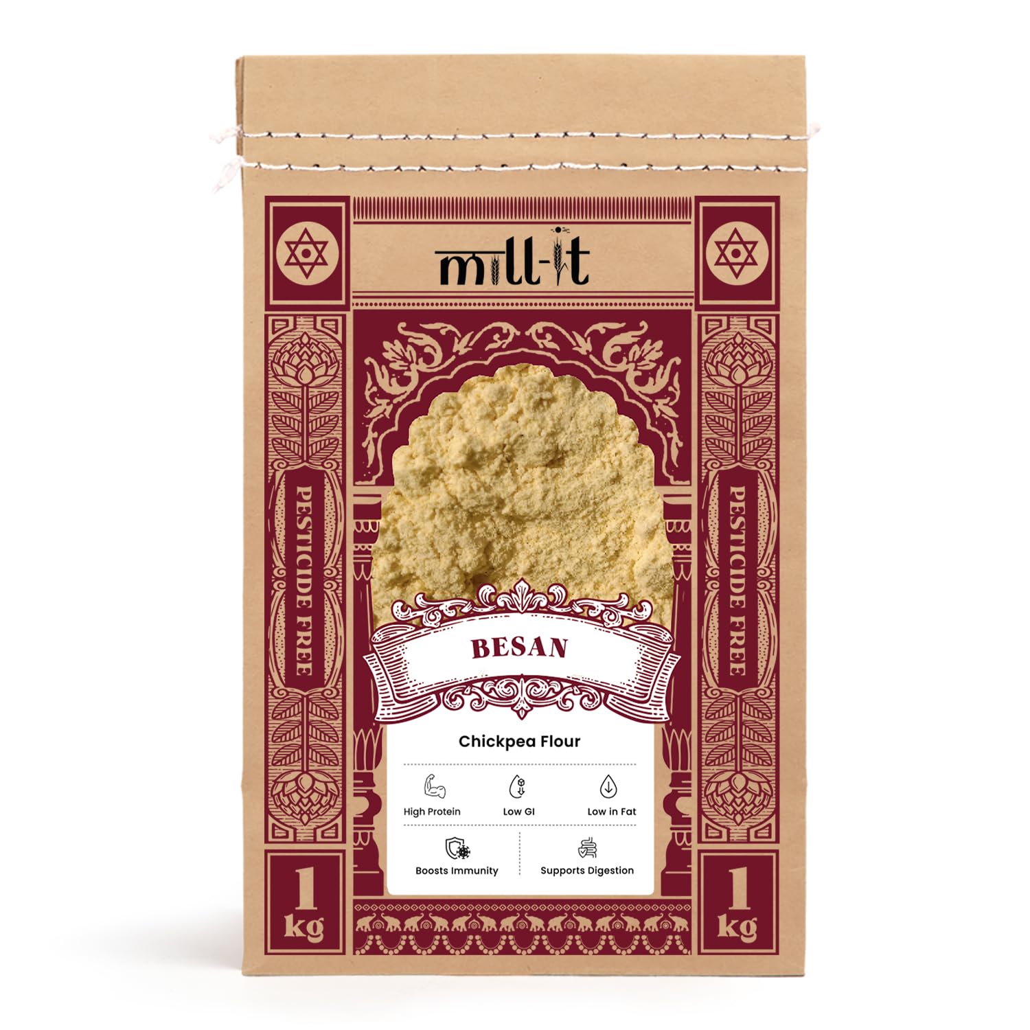 mill-it Milled On Order: Besan Atta 1kg|Freshly Milled Within 24 Hours|Nutritious Whole Grain Flour from Premium Chickpeas|Stone-Ground For Enhanced Taste & Nutrition|Certified Chemical-Free
