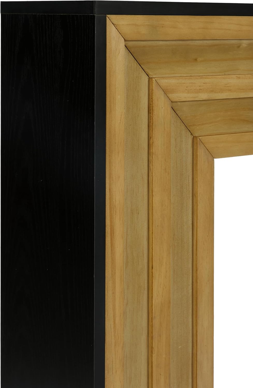 KEIKI 47 Inch Narrow Console Table with Layered Wood Frame and Black Top, Long Skinny Sofa Table for Behind Couch Entryway Hallway Living Room Foyer, Modern Contrast Design, Natural Wood