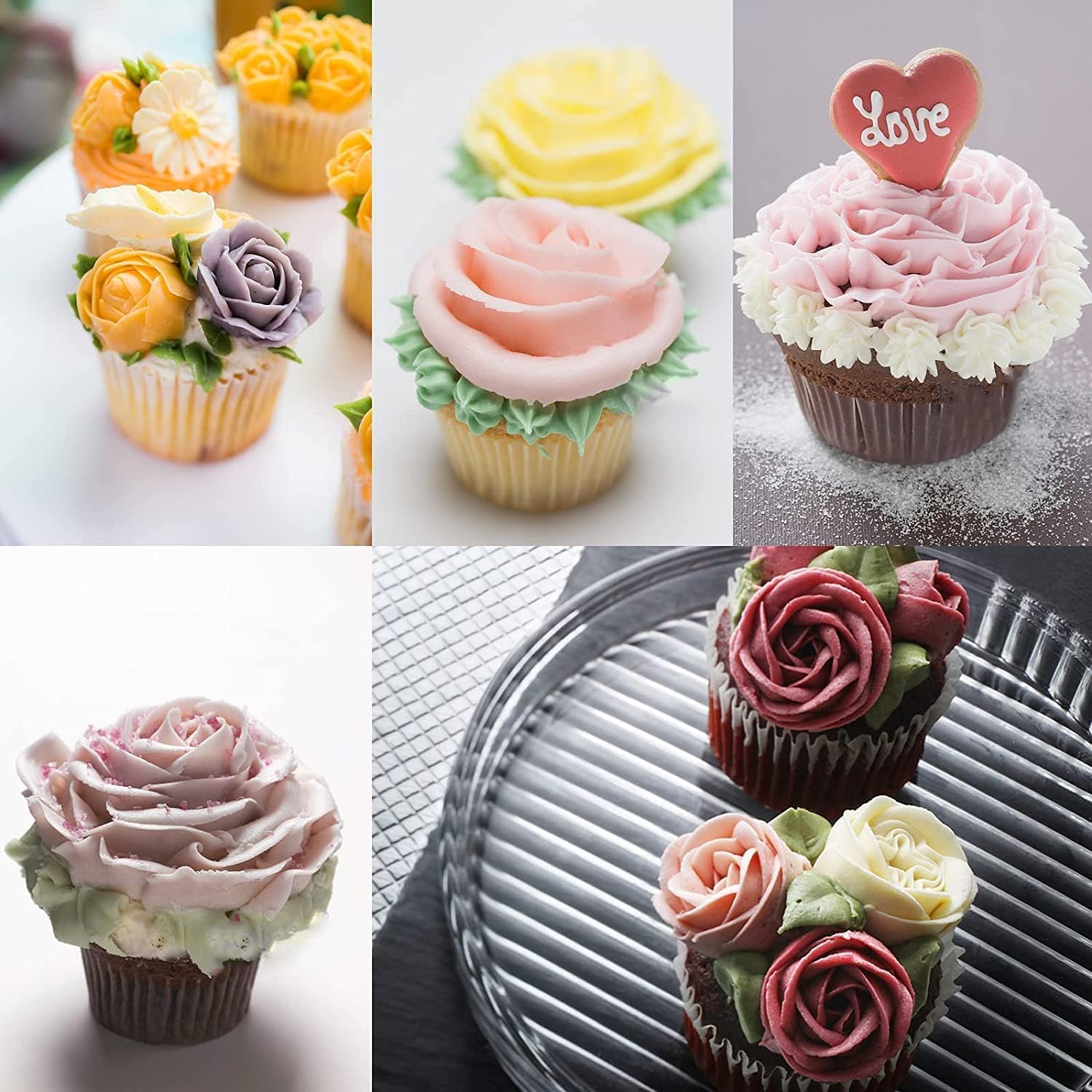 Buttercream Flower Tools Kit, Rose Piping Tips & Nails for Cake Decorating image 3