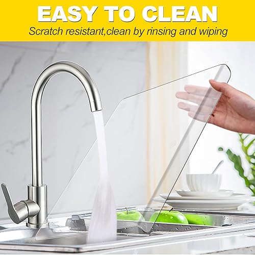 Miniatura 6 de Tabla de cortar acrílica para encimera de cocina, tabla de cortar gruesa mejorada con borde para proteger encimeras del hogar o restaurante (17 x 13