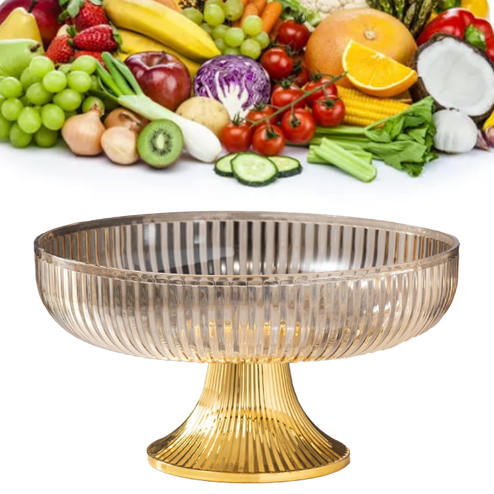 Fruit Bowls, Multifunctional Decorative Fruit Dessert Snack Bowl Kitchen Counter Fruit Display Bowls (Amber)