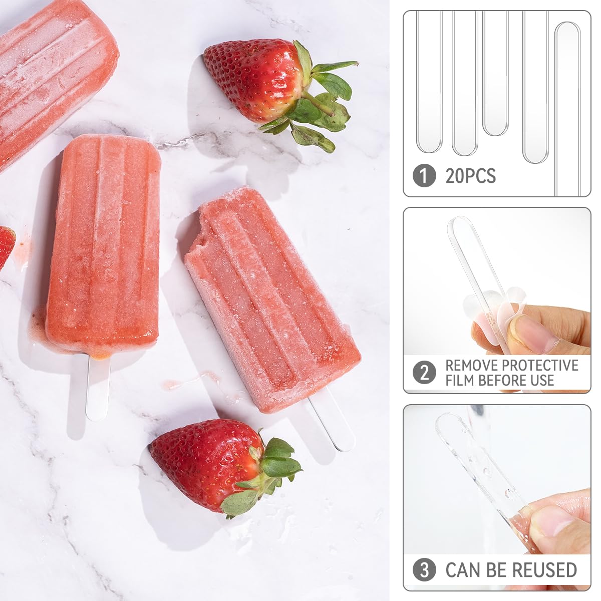 50 Acryl-Eisstiele 11,3 Cm – Wiederverwendbar, Transparent, Lebensmittelecht – Perfekt Für Cake Pops & Selbstgemachtes Eis