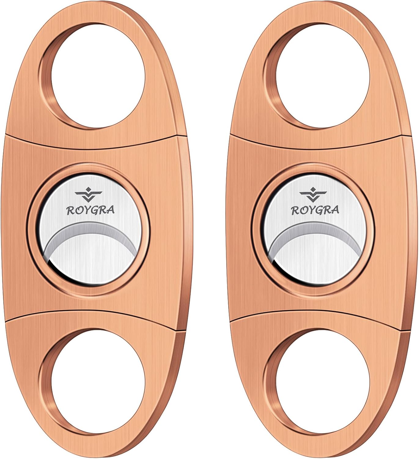 roygra Cigar Cutter Set (2 Pack), Guillotine Double Blade, Cigar Accessories for Men, Stainless Steel Smoking Accessories Tool, Portable Sharp Clean Cut - Silver