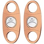 roygra Cigar Cutter Set (2 Pack), Guillotine Double Blade, Cigar Accessories for Men, Stainless Steel Smoking Accessories Tool, Portable Sharp Clean Cut - Bronze
