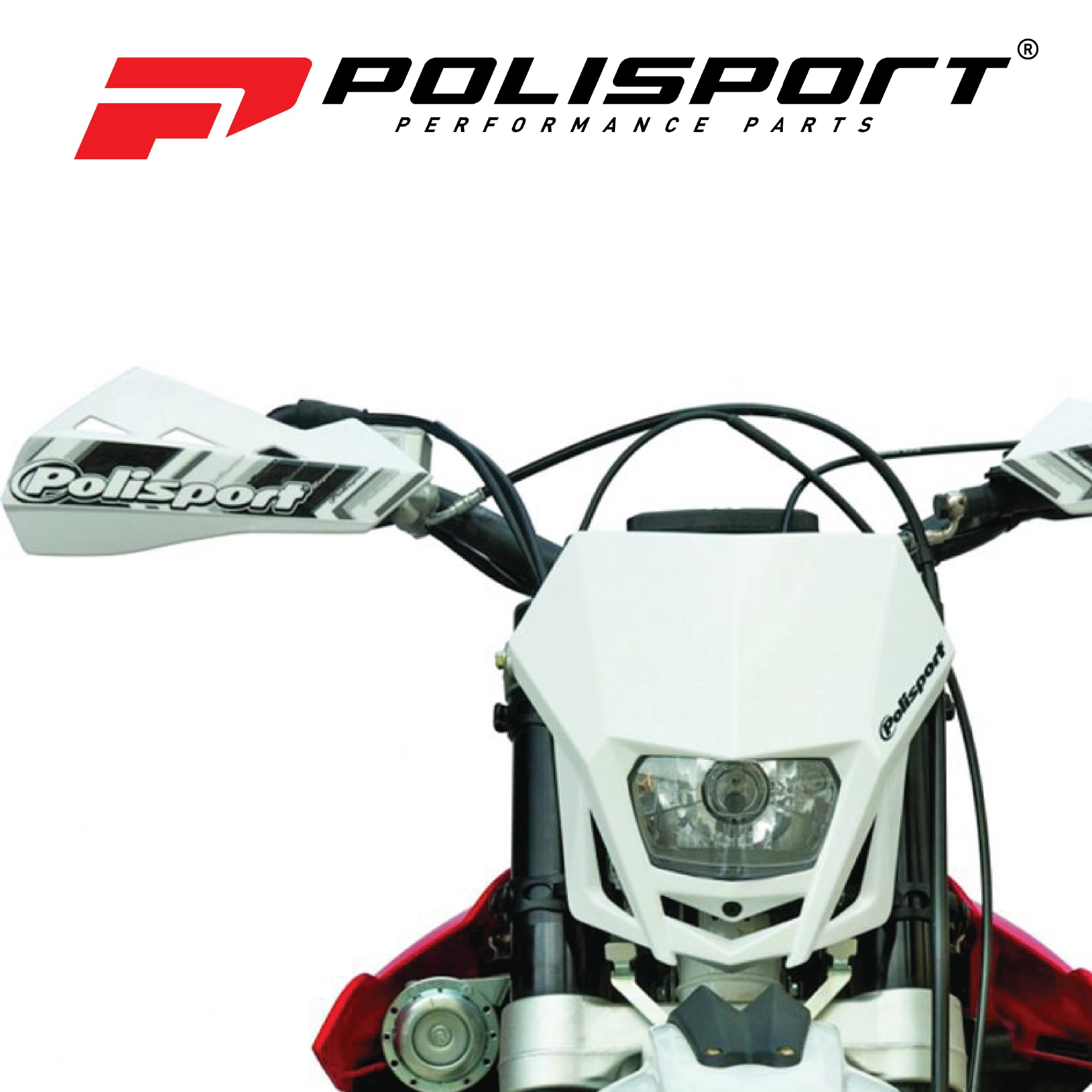 Polisport 8657400042 - Faro Delantero HALO de Polipropileno con lámpara de halógeno Compatible con Todos los Modelos de Motocross/Enduro en Color Blanco/Amarillo Fluor