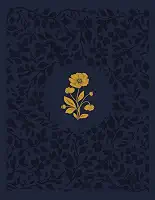 Bíblia ACF com espaço para anotações, Couro-soft azul com flores em baixo relevo, Leitura Perfeita