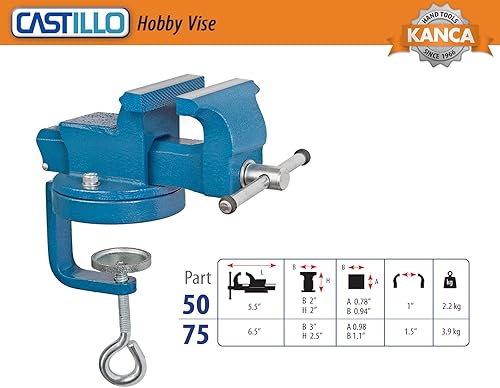 Miniatura 8 de KANCA FINEMECHANICS FM-50, tornillo de banco de 2 pulgadas con base giratoria de 360 grados y máxima durabilidad, mini tornillo de banco para el