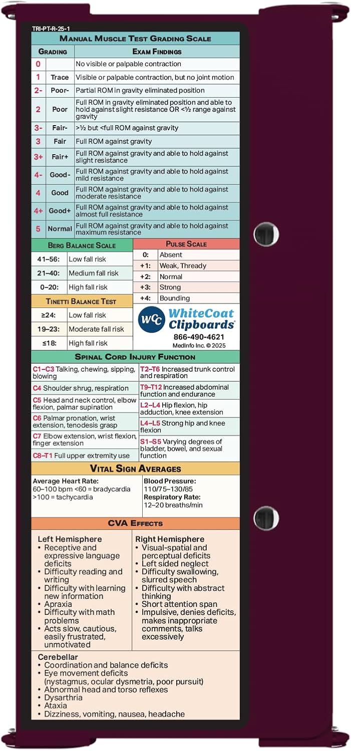 Whitecoat Clipboard® Trifold - Physical Therapy Edition (Wine, Trifold)