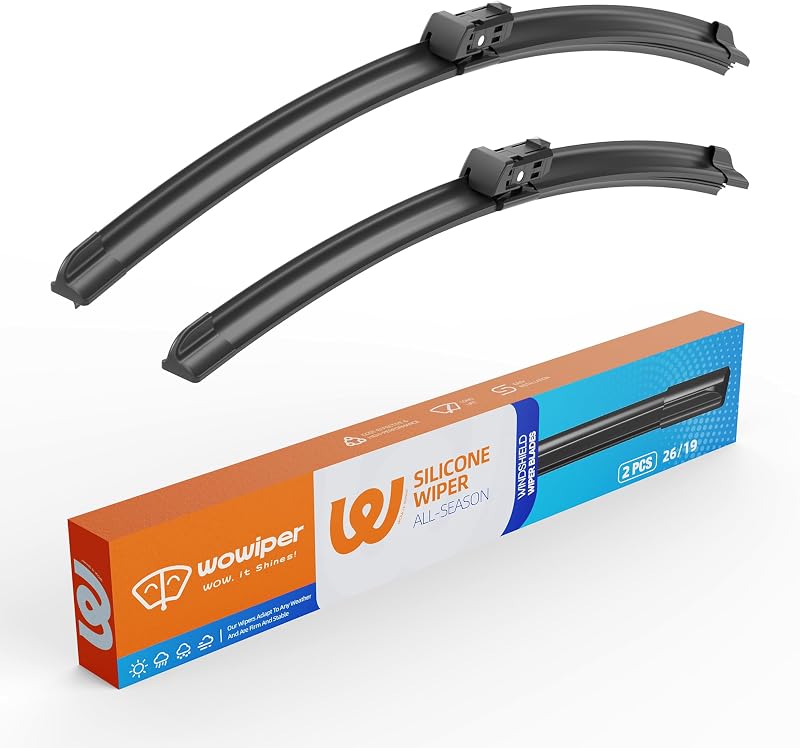 Palhetas de limpador de para-brisa de silicone WOWIPER 66,04 cm + 48,26 cm para Tesla, Volkswagen e Audi – Par