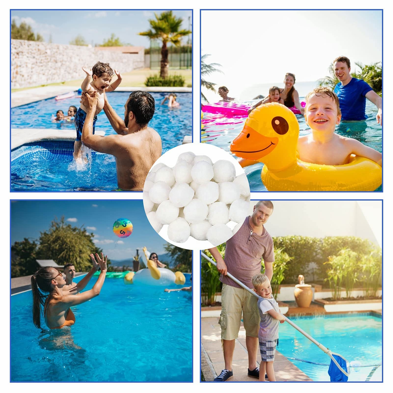 Bolas Filtrantes Piscina 1200 g, Bolas de Filtro Piscina de Fibra de Poliéster 5 cm, Alternativa a la Arena Filtrante para Depuradoras de Arena, Filtro de Piscina Compatible y Mantenimiento
