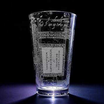 MARAUDERS CASTLE MAP Engraved Pint Glasses | Rim Tempered 16oz Dishwasher Safe | Fantasy Mythology Witches Wizards Literature Magic