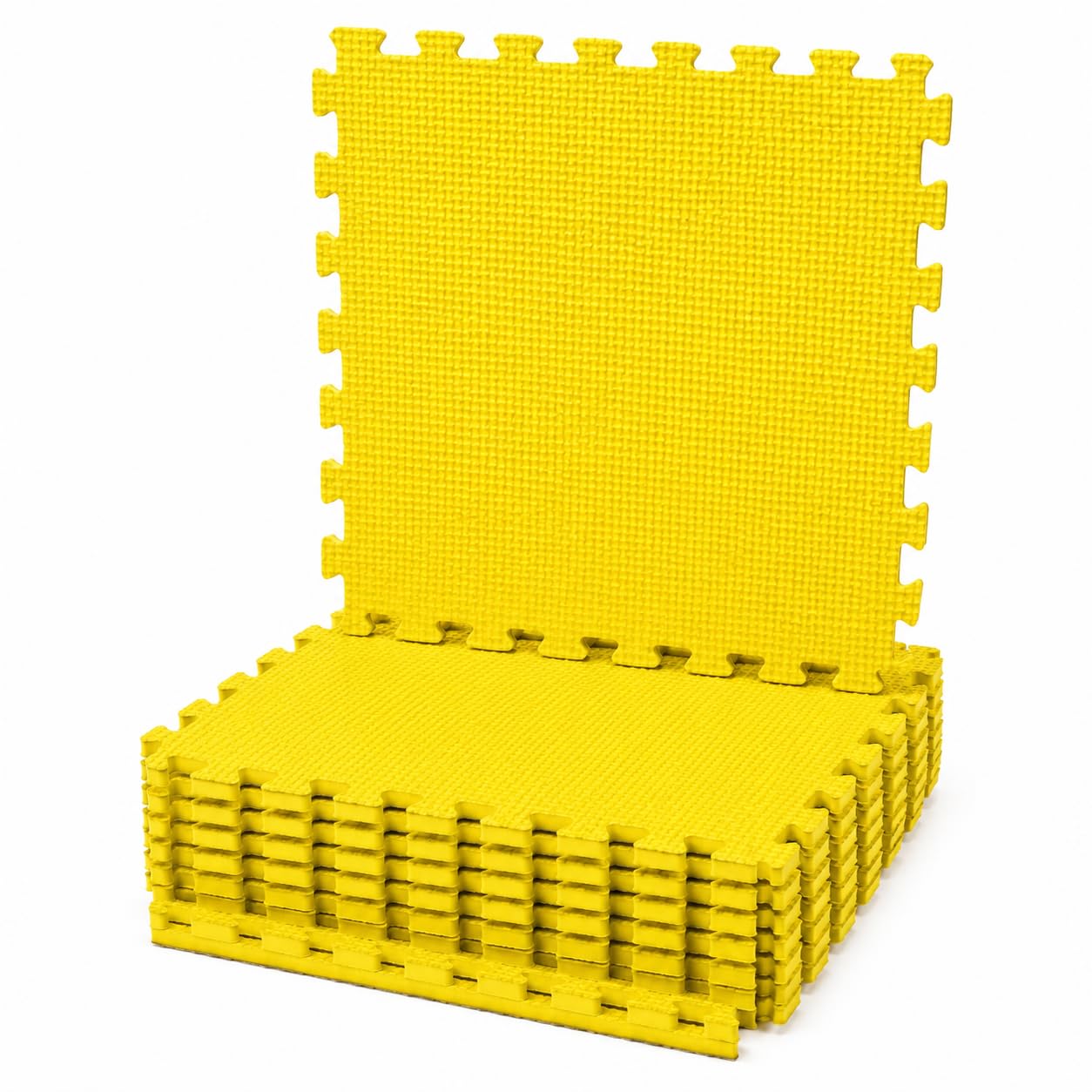 Soft Foam Interlocking Floor Mats – 4 EVA Puzzle Tiles for Gym, Kids Play Area, Home, Office, Garage, Yoga, Fitness, and Workout Studio - 60 x 60 X1CM YELLOW