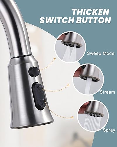 Miniatura 8 de WOWOW Cabezal de repuesto para grifo de cocina, cabezal rociador de grifo extraíble de 3 funciones con 9 adaptadores, boquilla rociadora de cocina