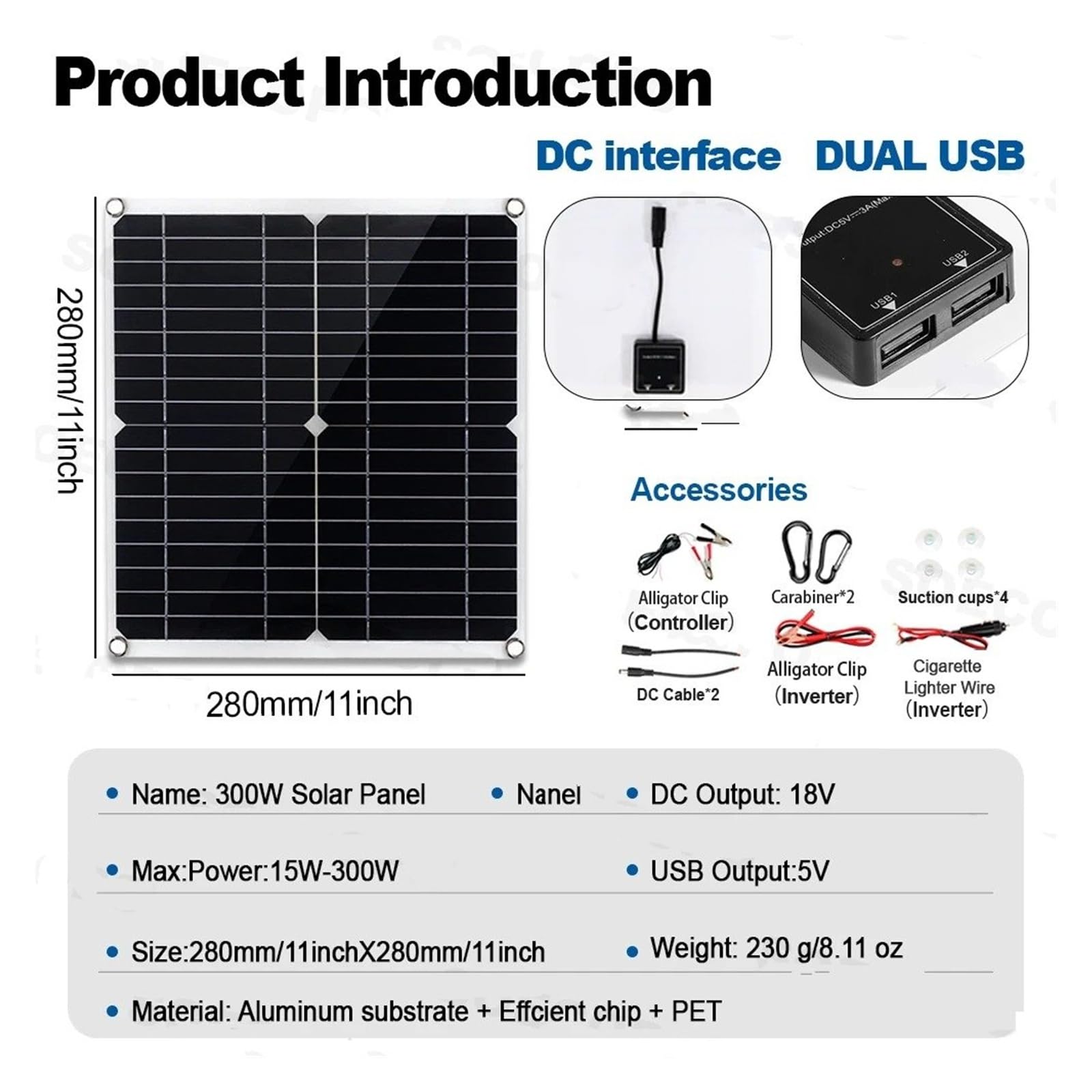 Convertidor Adaptador Kit Inversor 7000W 12V 110V220V 300W Panel Solar 100A Controlador Y Cargador Batería para Cobertizo/Iluminación/Camping Fácil Instalación inversor