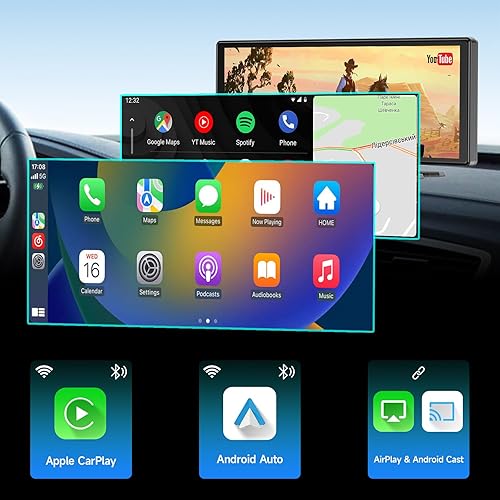 Miniatura 3 de CarPlay y Android Auto con cámara de tablero 4K, cámara de respaldo 1080P, pantalla táctil HD de 9.3 pulgadas con Bluetooth, FM/AUX