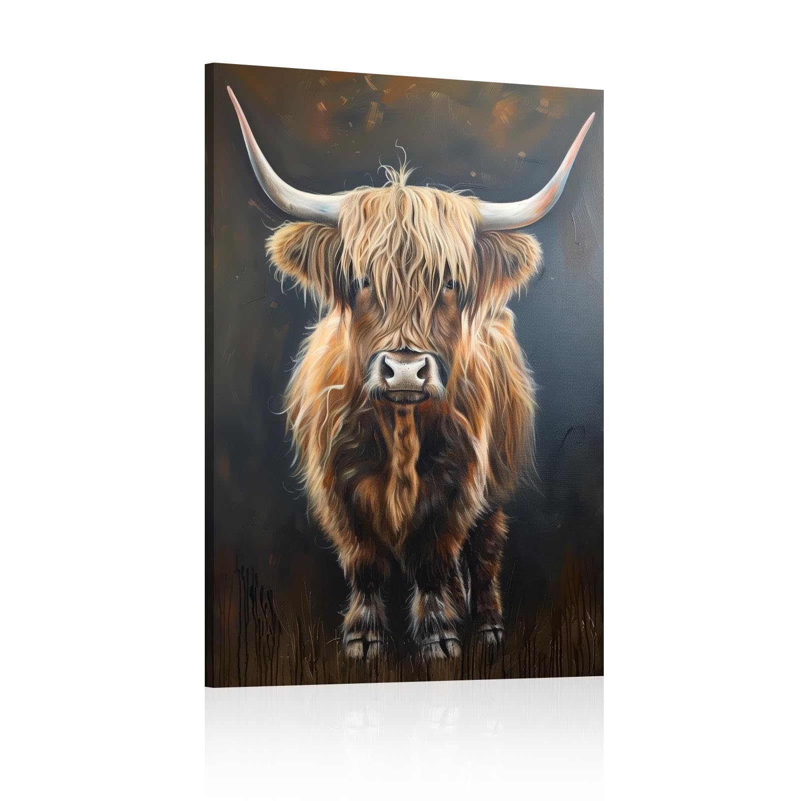 Tela artistica raffigurante una mucca delle Highlands
