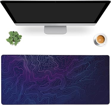 Gaming Mouse Mat Abstract Topography Large Mouse Pad Extended Mouse Pad Desk Mat Non-Slip Rubber Base Mice Pad Desk Pad for Office Game Home 35.4x15.75 in