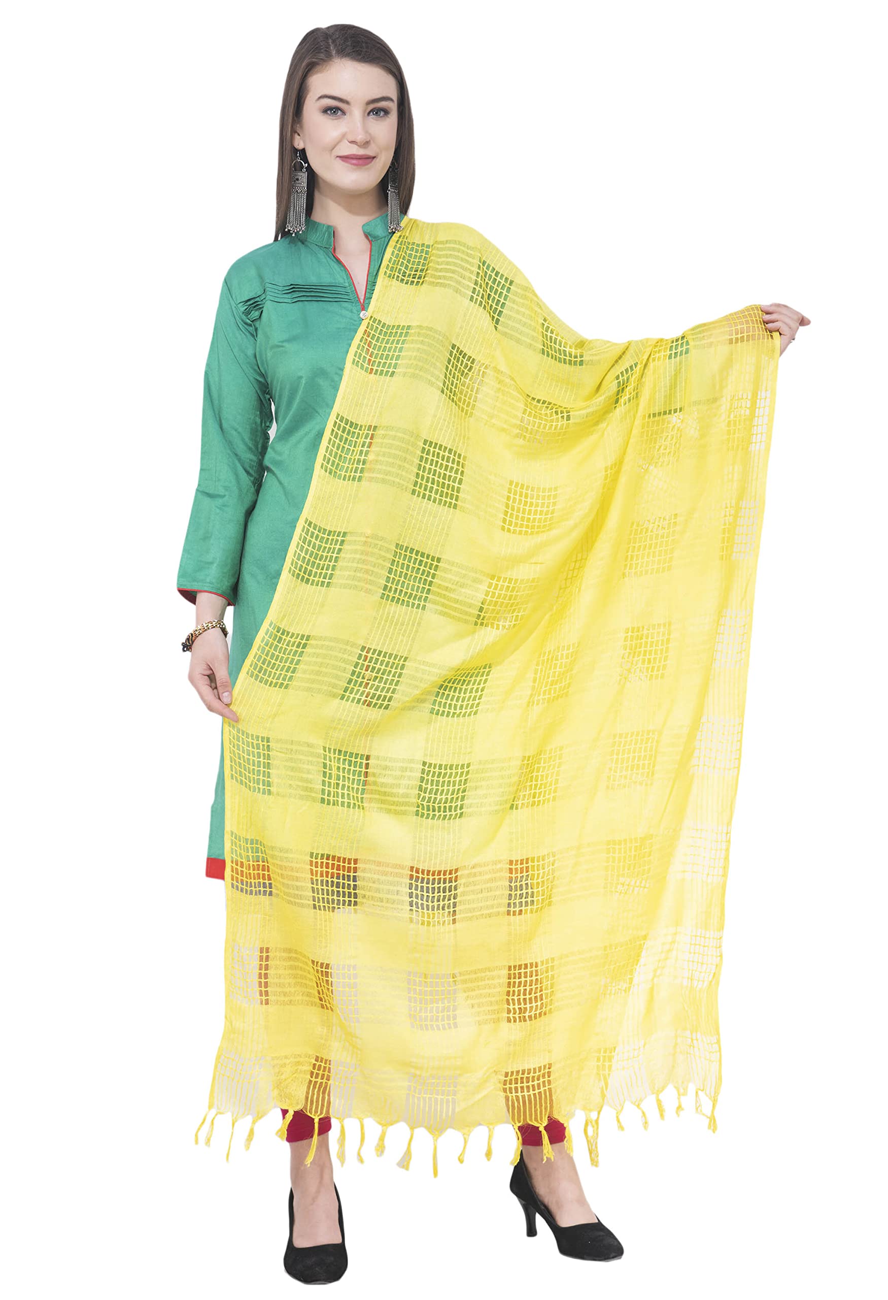 Women Window Lemon Yellow Dupatta, Pack of 1, MFD0095-image-49