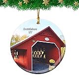 Weekino Brattleboro Creamery Covered Bridge Vermont USA Christmas Ornament Travel Souvenir Personalized Christmas Tree Pendant Hanging Decoration Ort-00260