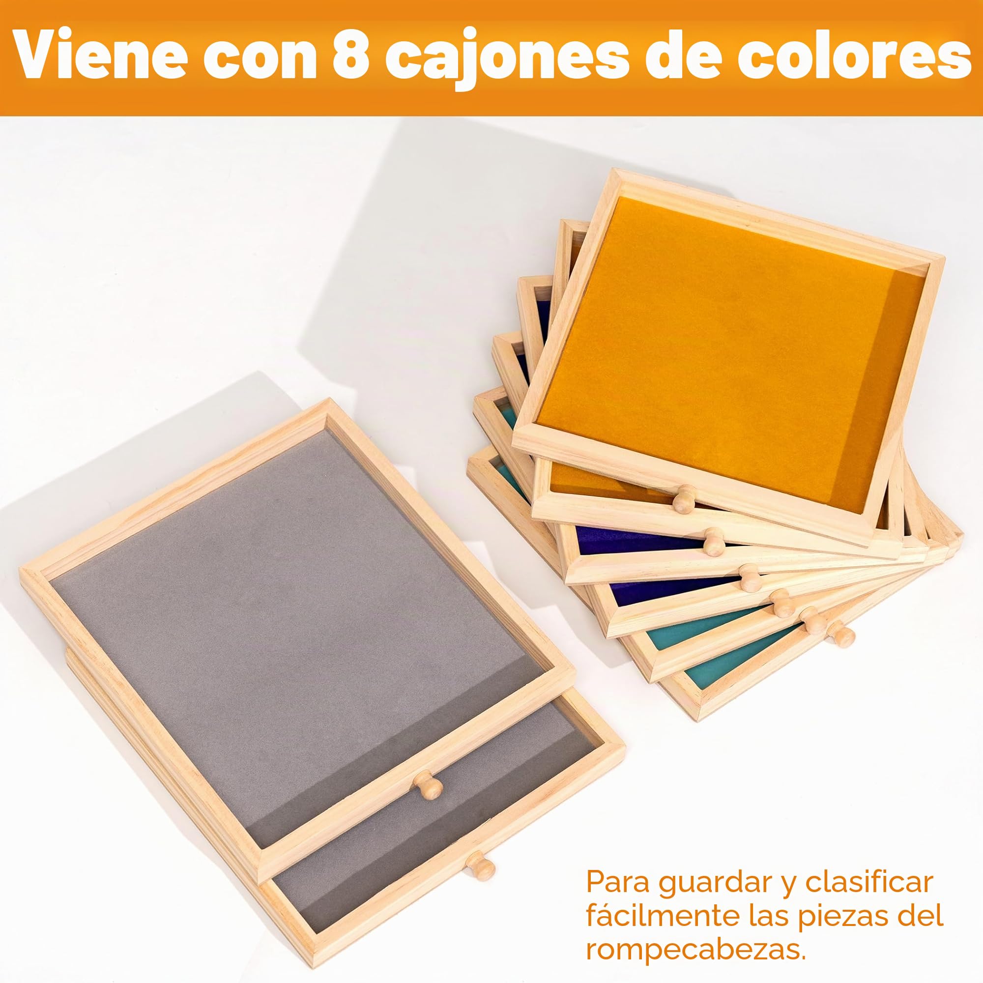 Tektalk Tablero de Rompecabezas Plegable de 2000/1500/1000 Piezas con Ajuste de Altura, Mesa de Rompecabezas con Cubierta y 8 bandejas de clasificación/cajones, Caballete de Rompecabezas con Patas